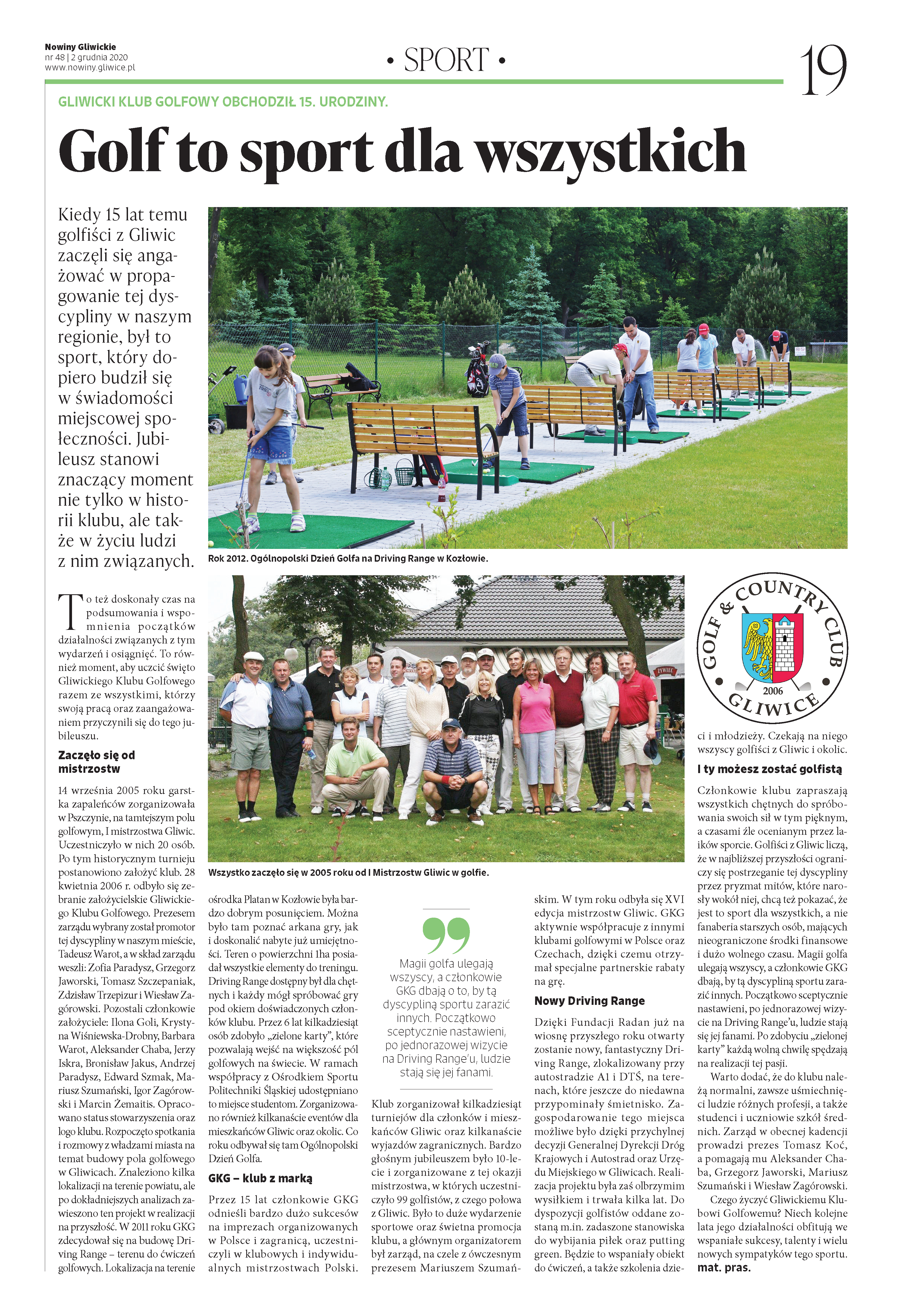 15-lecie Gliwickiego klubu golfowego